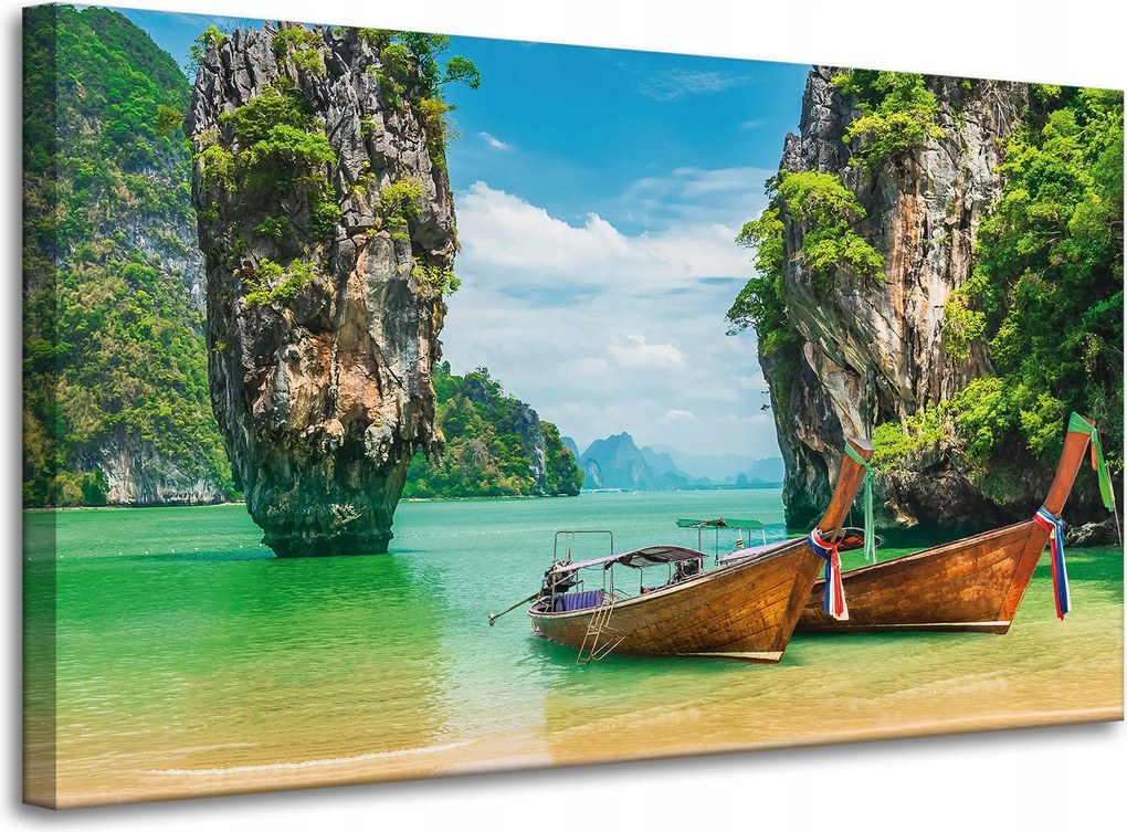 Vászonkép Csónakok a parton Víz Tájkép 100x60 cm