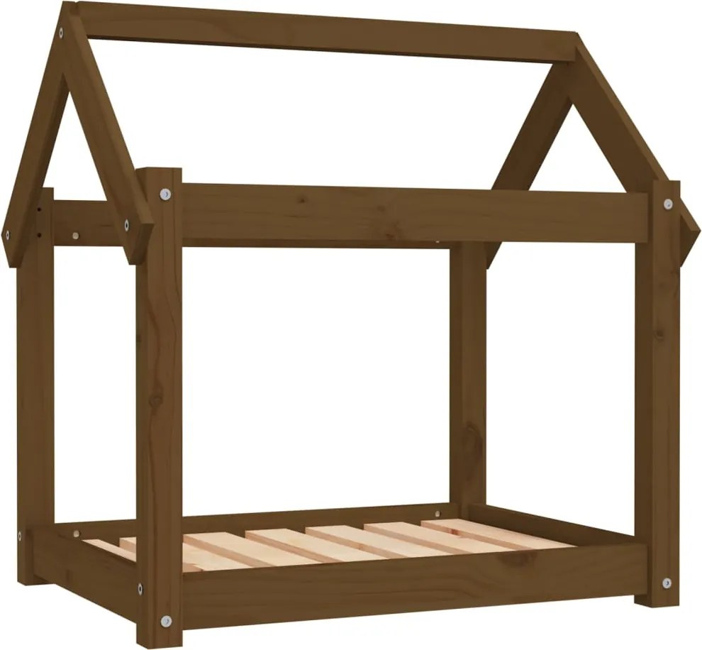 vidaXL mézbarna tömör fenyőfa kutyaágy 71x55x70 cm