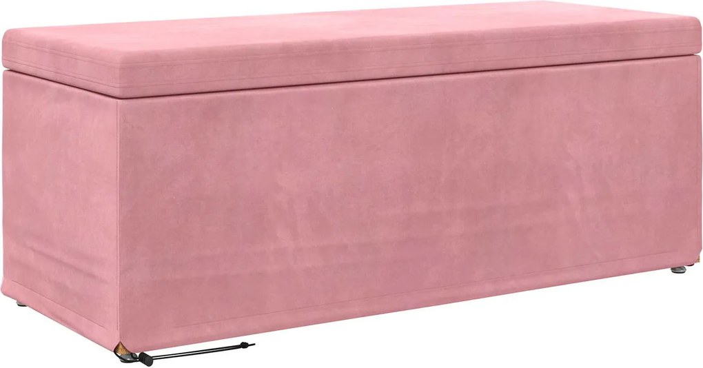 vidaXL Zsámoly Rózsaszín 101 x 41 x 40 cm Bársony és Műanyag Fa