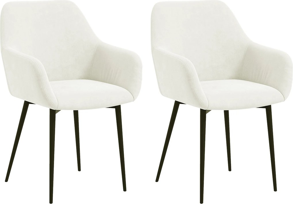 HOMCOM 2 darab Kárpitozott Skandináv Stílusú Étkezőszék, Konyhai Szék Fészekkel, Karfás Karosszék Acél Lábakkal, 54x57x80 cm, Krémfehér | Aosom