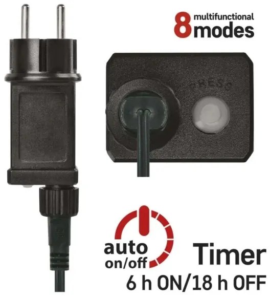 LED karácsonyi fényfüzér 80 LED/230V/8 funkciós 13 m IP44 meleg fehér