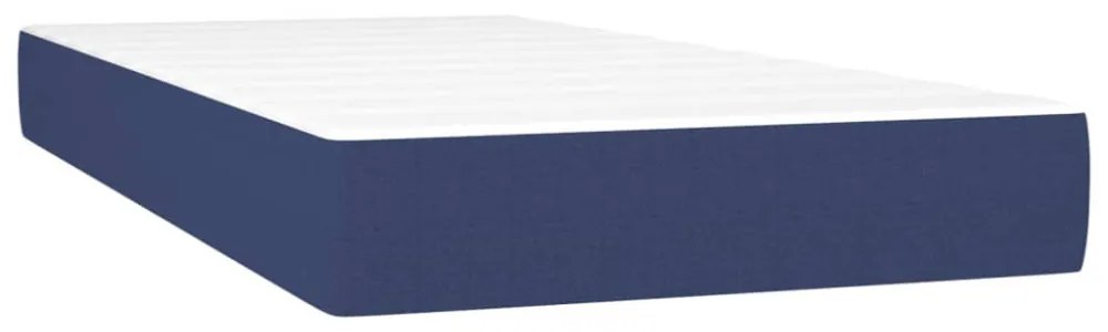 kék szövet rugós és LED-es ágy matraccal 100x200 cm