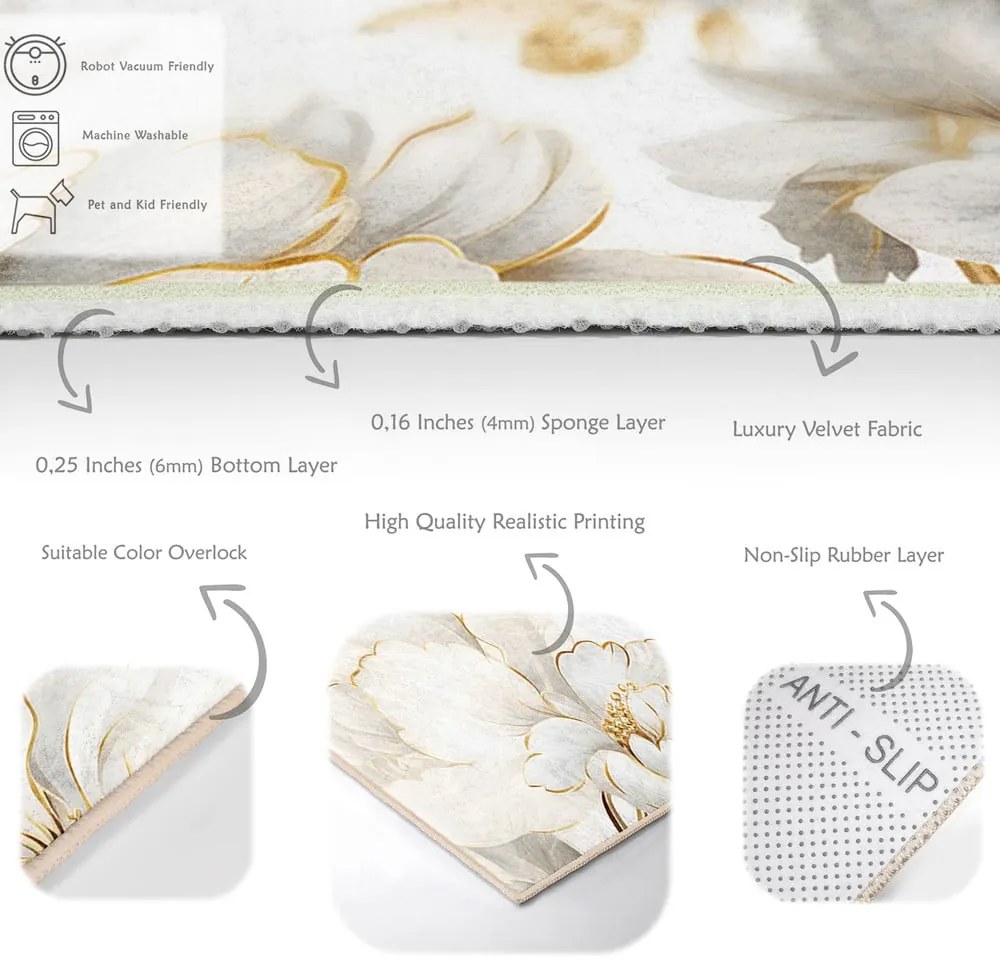 Krémszínű mosható futószőnyeg 80x200 cm Soft and Gentle – Mila Home