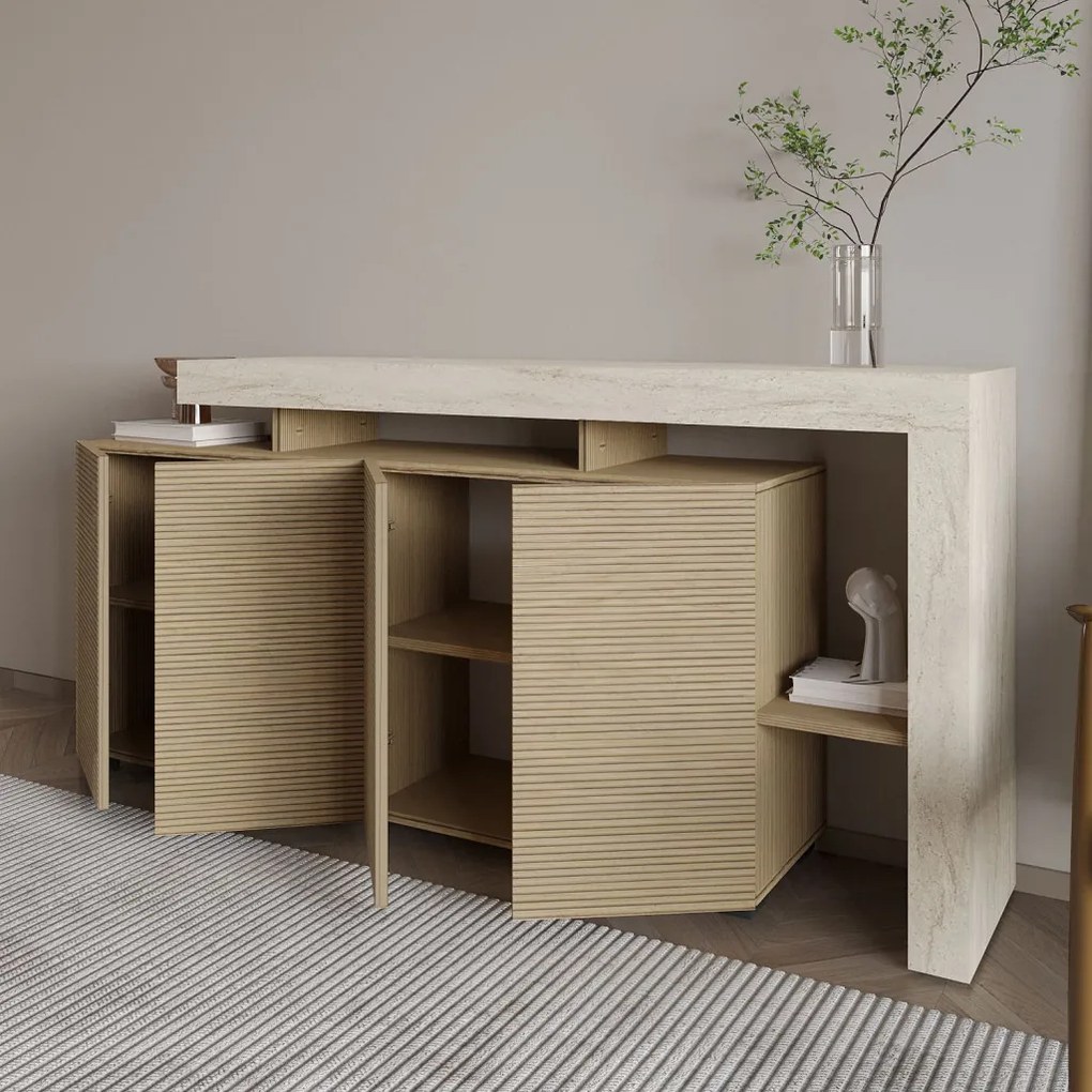 Beliz - Travertine, Warm Oak
