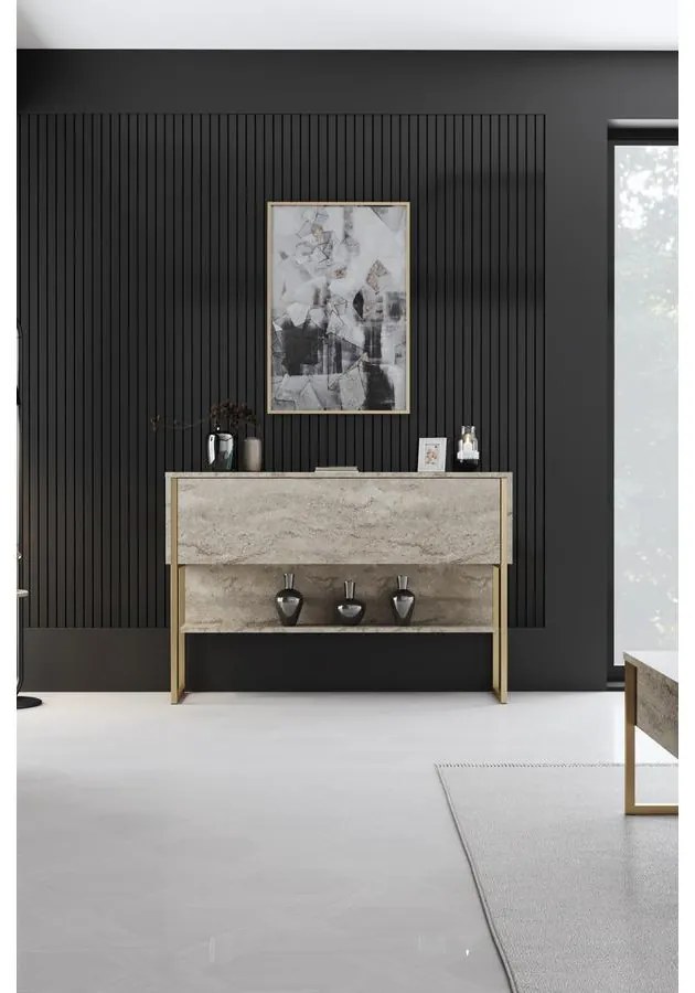 Komód Luxe - Travertine, Gold