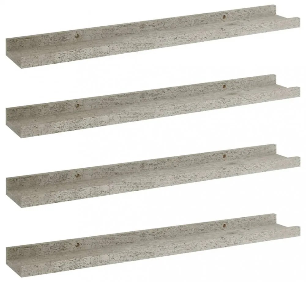 4 db betonszürke fali polc 60 x 9 x 3 cm