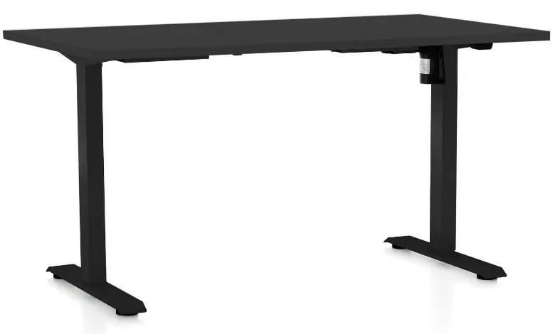 Állítható magasságú asztal OfficeTech A, 120 x 80 cm, fekete alap, fekete