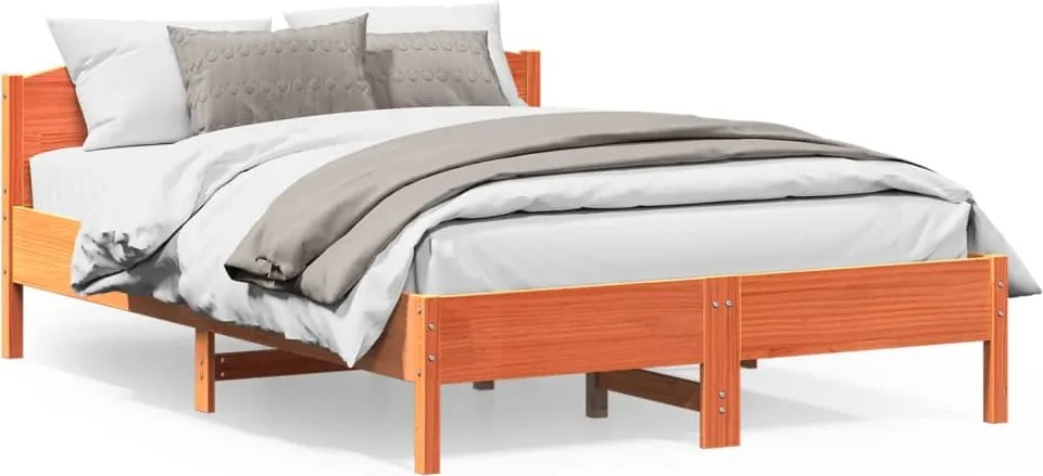 vidaXL viaszbarna tömör fenyőfa ágy matrac nélkül 150 x 200 cm