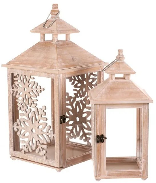 2 db Vločka fa lámpa szett, természetes