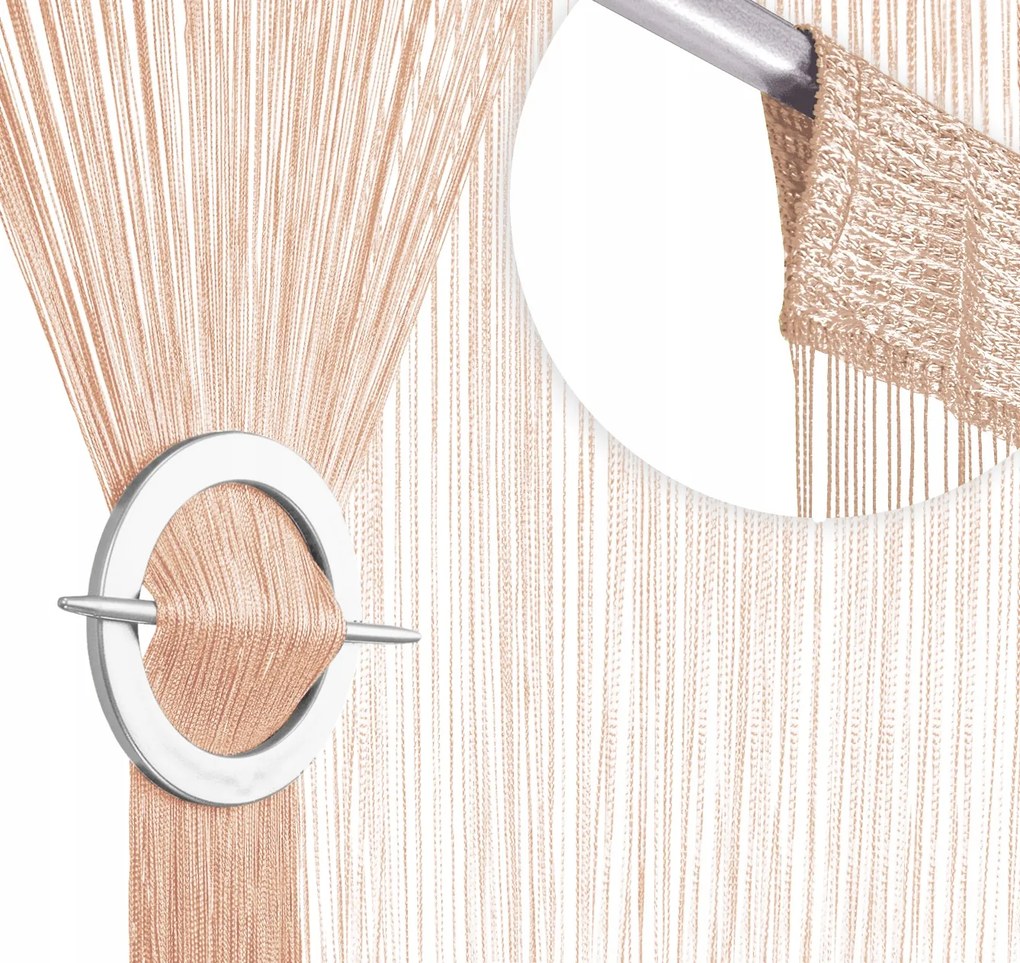 Függöny függöny spagetti zsinór rojt dekoráció 100x200 széles bézs