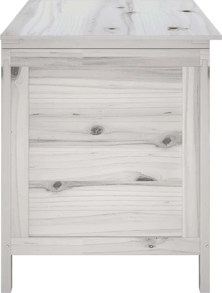 vidaXL fehér tömör fenyőfa kerti tárolóláda 99 x 49,5 x 58,5 cm