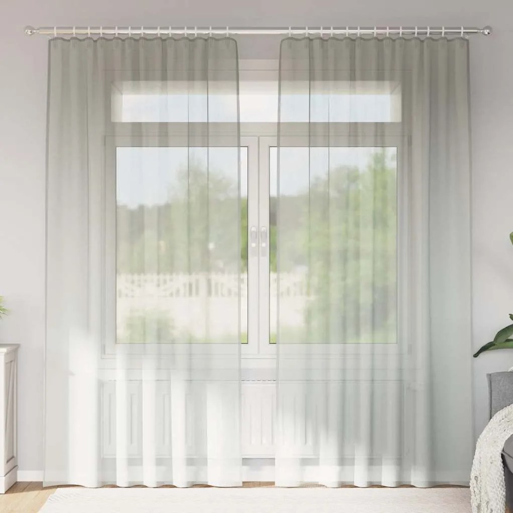 2 db világosszürke fátyolfüggönyök hurokkal 140x225 cm