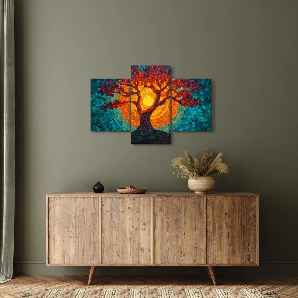 Kép - Az élet fája és a nap mozaikban (90x60 cm)