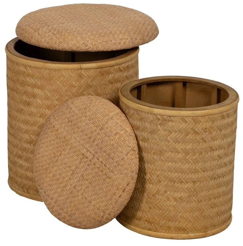 Natúr színű kötött puff Rattan – Ixia