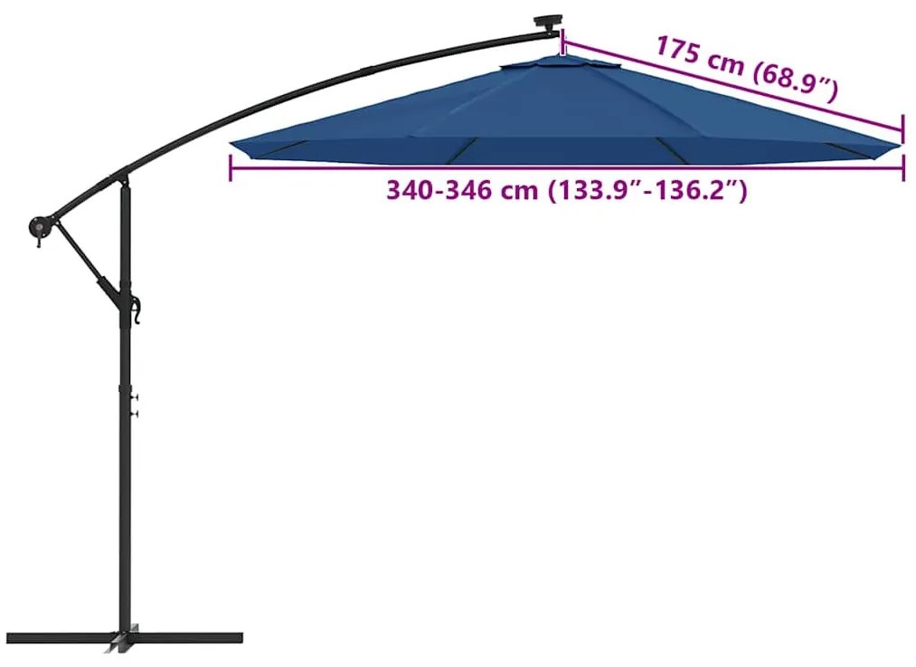 azúrkék konzolos napernyőponyva 350 cm