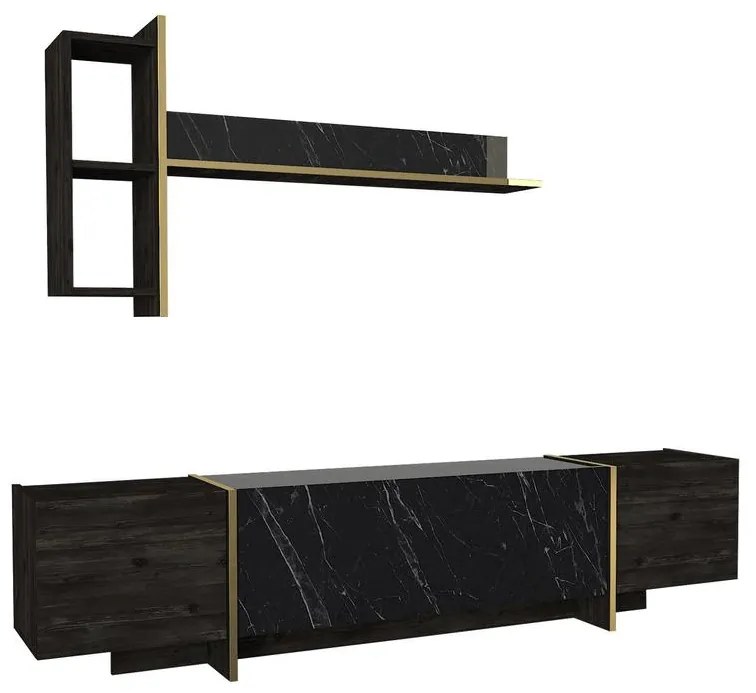 TV szekrény Veyron - Black, Gold