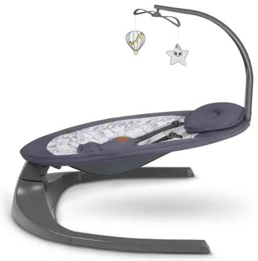 Lionelo - Zenélő babahinta RALF 4xAA szürke-fehér + távirányítóval