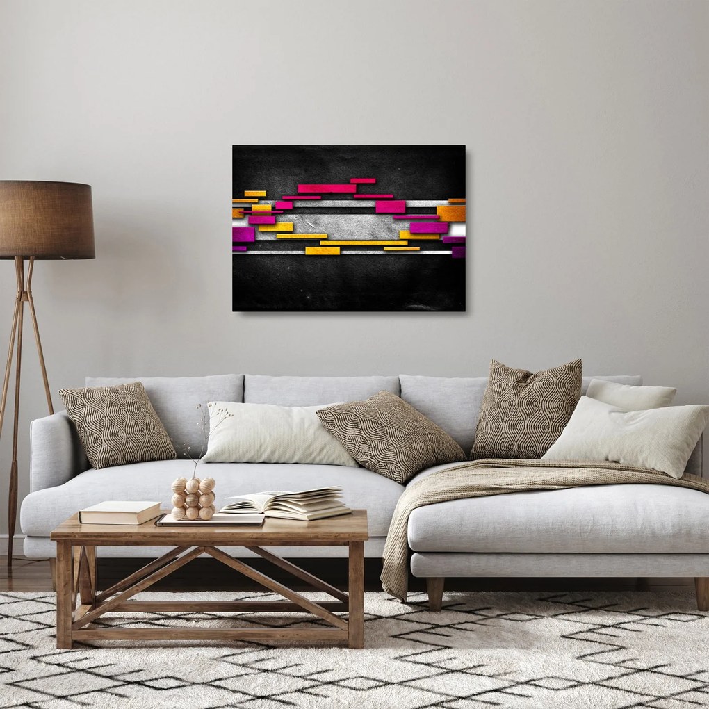 Egy kép a színes absztrakció fekete alapon (üvegen) (70x50 cm)