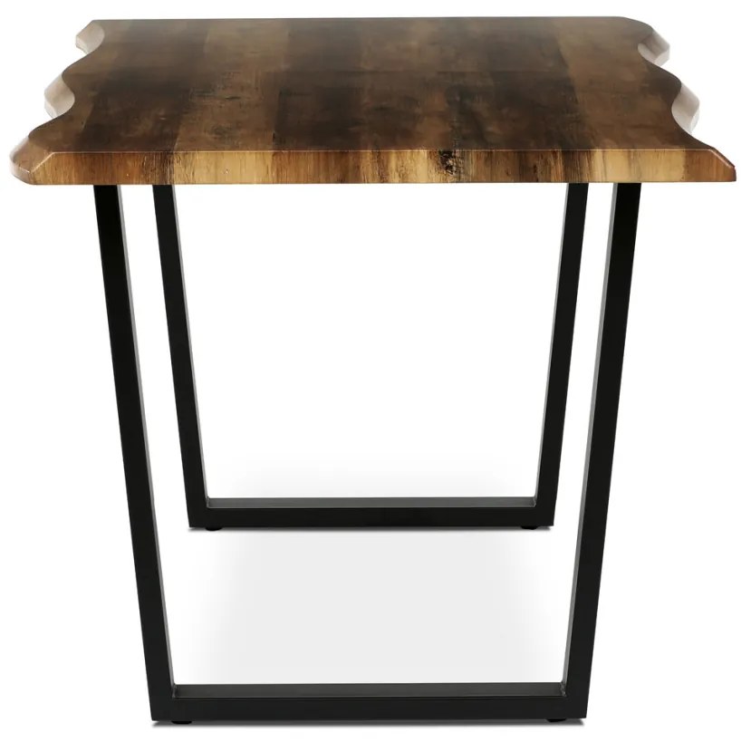 Masă de sufragerie, 160x90x75 cm, blat MDF, decor lemn vechi, picioare metalice in forma de U