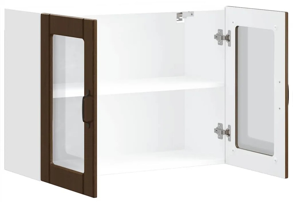 vidaXL Konyhai fali szekrény üvegajtóval Lucca barna tölgy színű műfa