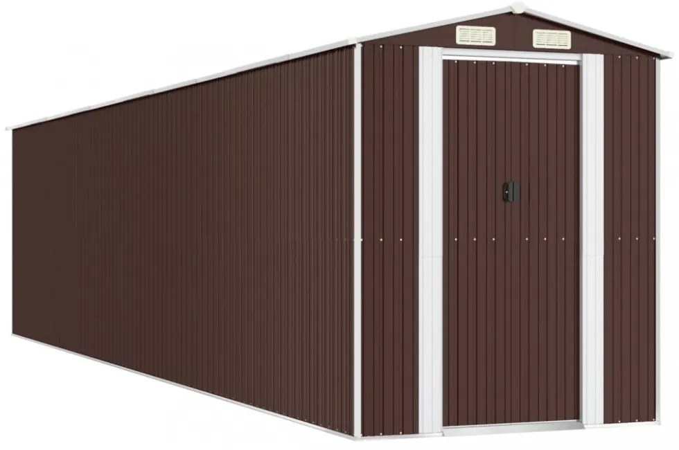 sötétbarna horganyzott acél kerti fészer 192 x 855 x 223 cm