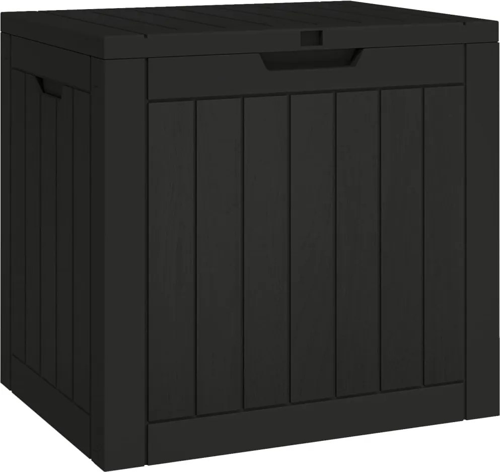vidaXL fekete polipropilén kerti tárolóláda 55,5x43x53 cm