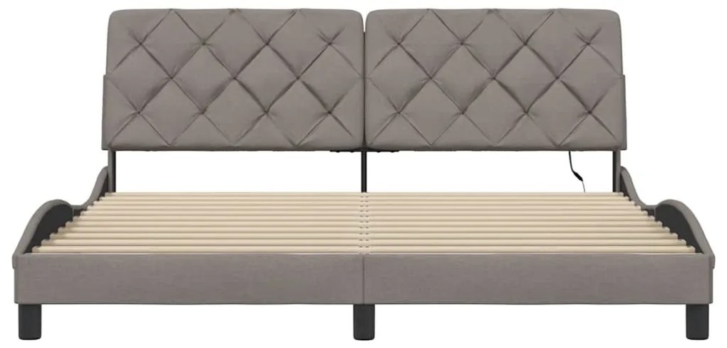 tópszínű szövet ágykeret LED-ekkel matrac nélkül 180 x 200 cm