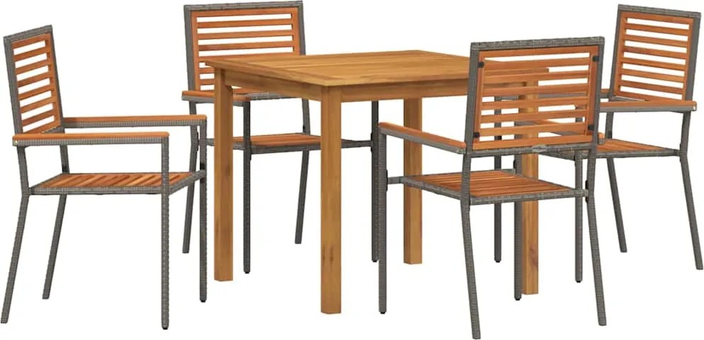 vidaXL Kert étkező szett 5 pcs Szürke Tömör Akácfa