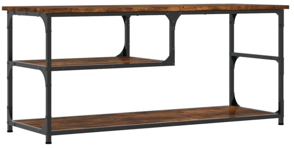 füstös tölgy színű szerelt fa és acél TV-szekrény 103x38x46,5cm