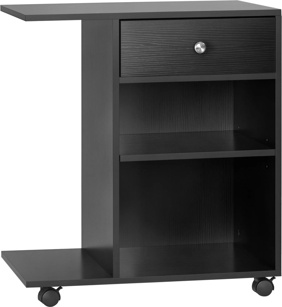 Vinsetto Nyomtatóállvány Íróasztal Szervező 2 Fakkal, CPU Térrel + Nagy Polccal, Fekete Forgácslap | Aosom