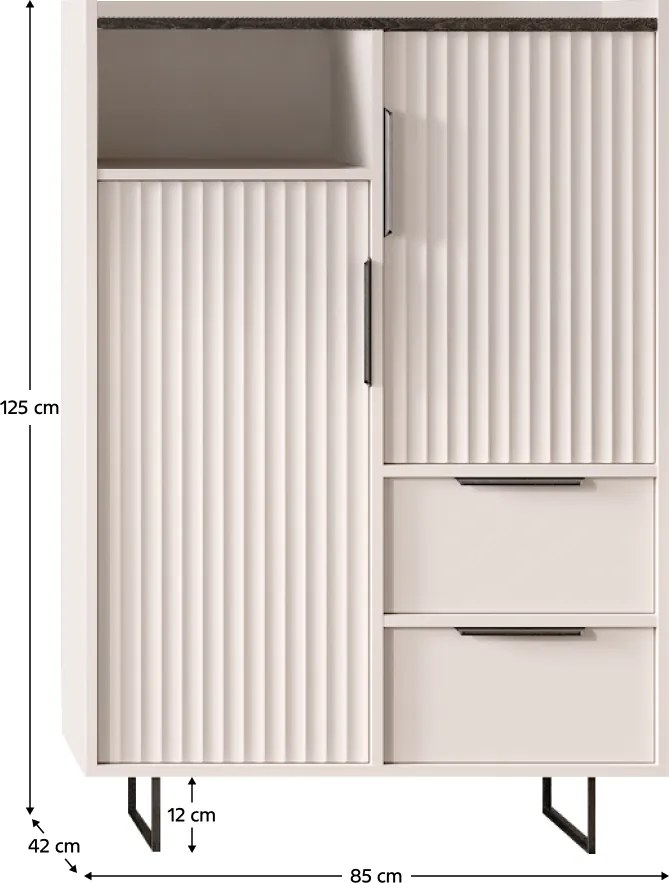 Komód, kasmír/mink arvadonna gesztenye, FRESIO KOM2D2S