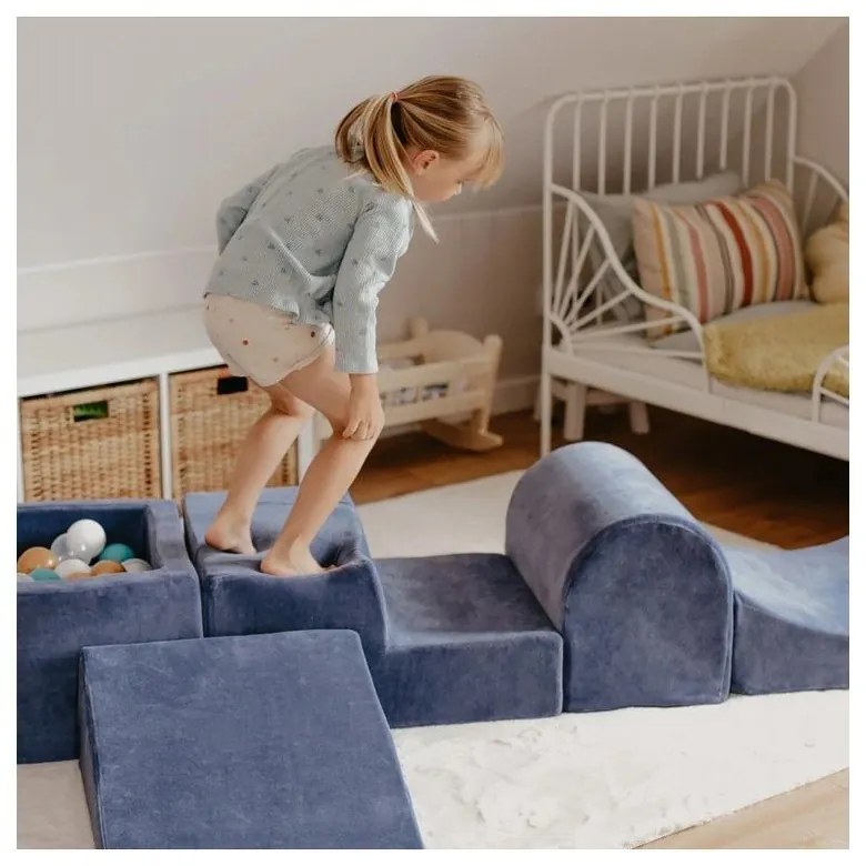 Bézs bársony habszivacs játszótér 3 db-os magasság 30 cm 45x143 cm Montessori – Meowbaby