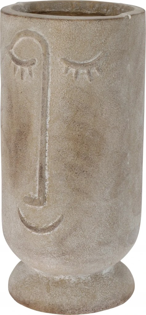 Taro arcra ültethető virágcserép bézs, 35 cm magas, mosolygós arc