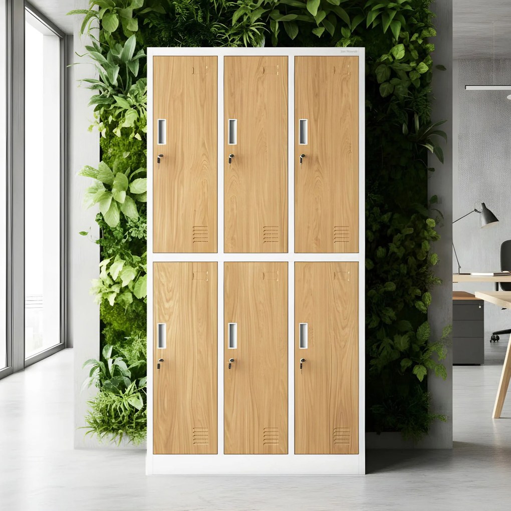 6 ajtós öltözőszekrény, fehér/arany tölgy, 900x1850x450 mm: IGOR Eco Design