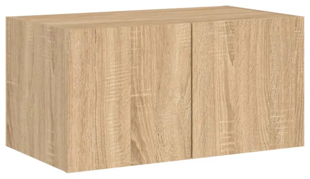 sonoma tölgy színű fali TV-szekrény LED-ekkel 60x35x31 cm