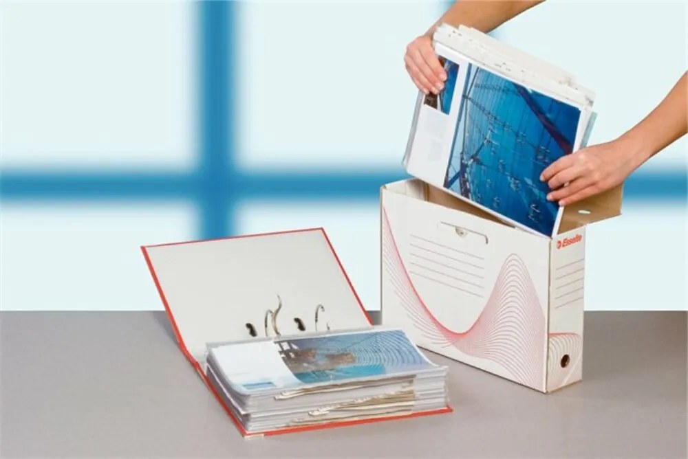 Archiválódoboz, A4, 100 mm, karton, ESSELTE Standard, fehér (E128102)