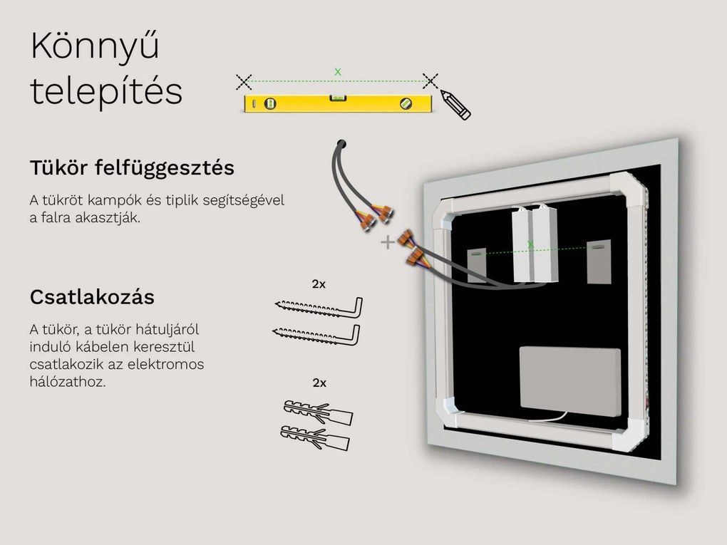 SMART tükör LED világítással M24 + SmartScreen with Google Chromecast