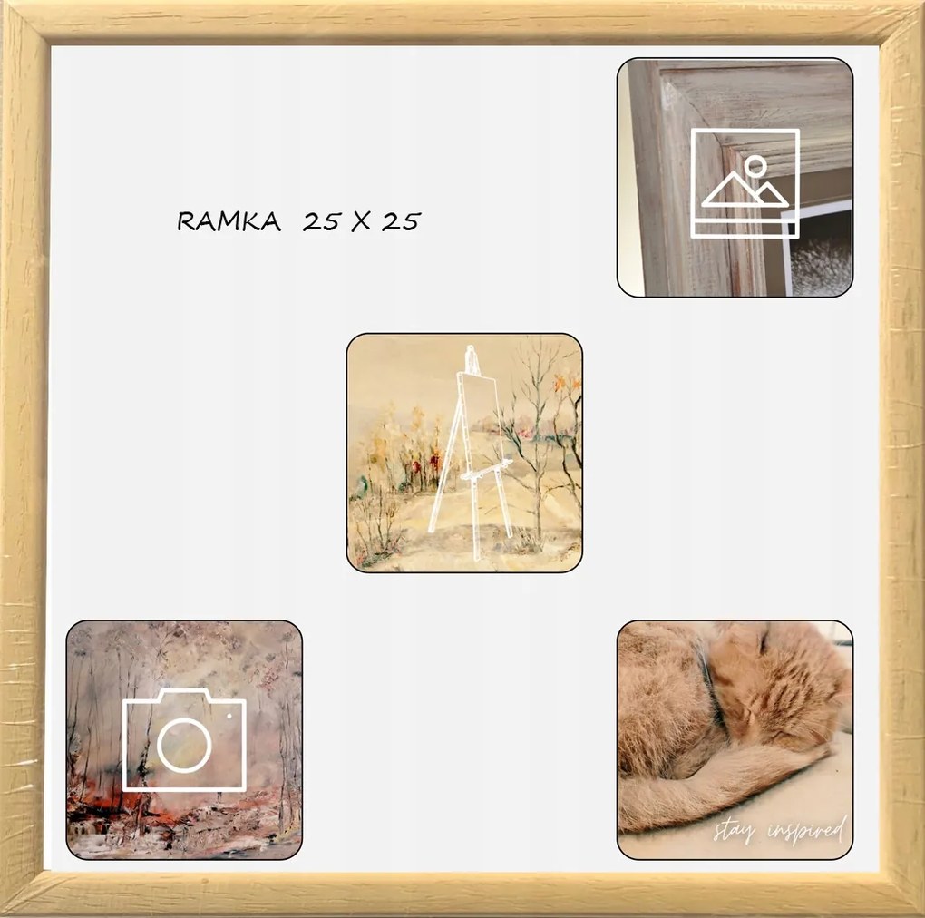 Kész Fotókeret Képekhez 25X25 Fa 15 MM Natúr Fa Szín