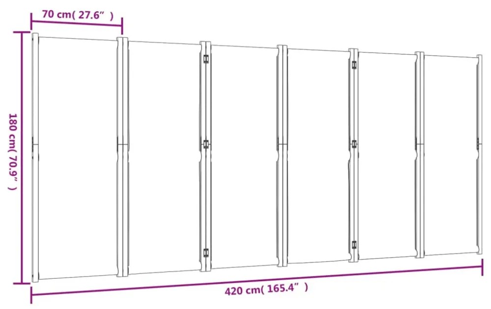 sötétkék 6 paneles térelválasztó 420 x 180 cm