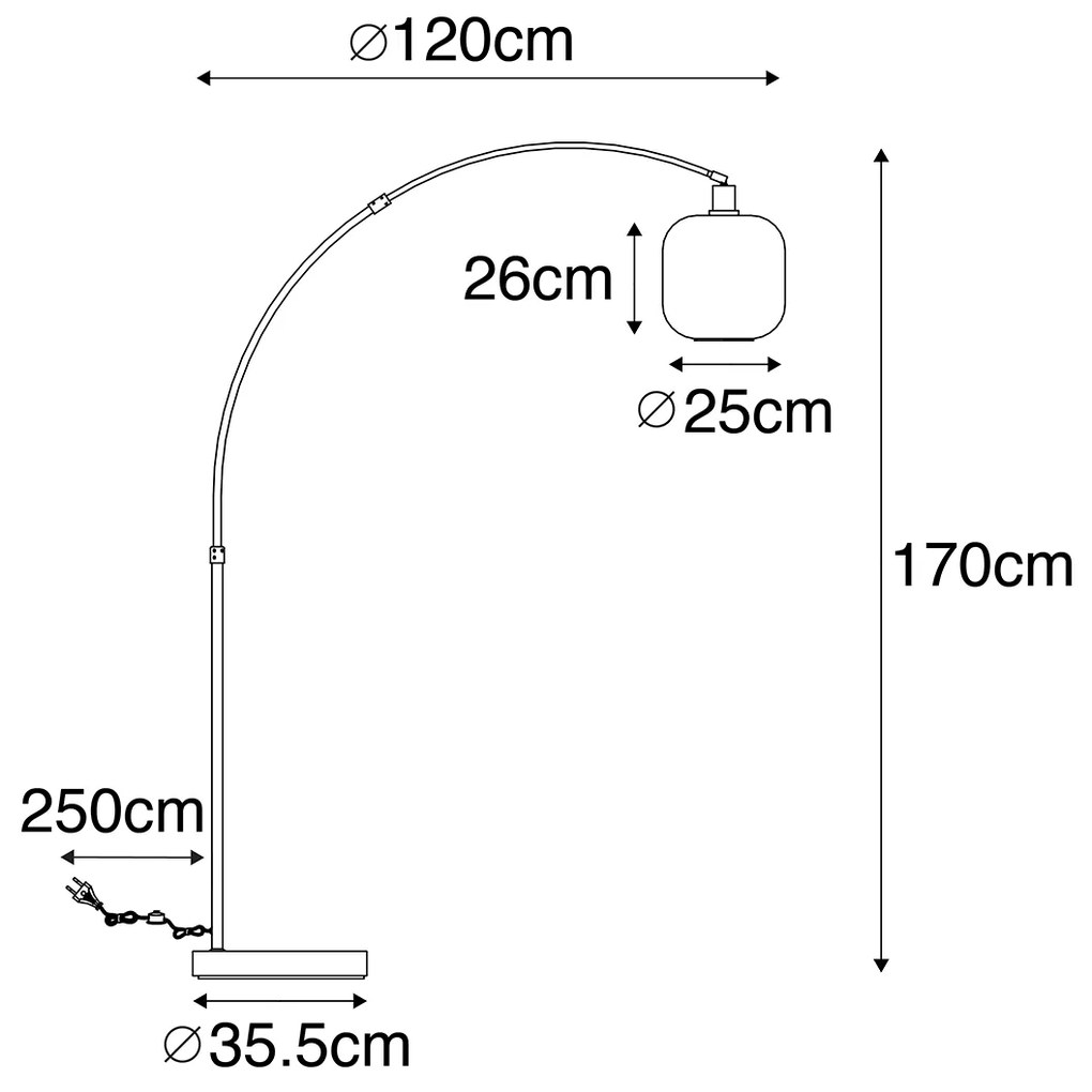 Ív lámpa fekete arannyal és füstüveggel - Zuzanna