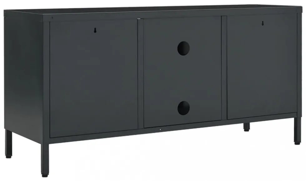 antracitszürke acél és üveg TV-szekrény 105 x 35 x 52 cm