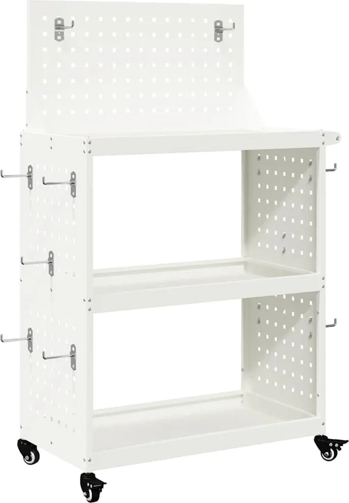 vidaXL Eszköz Kocsi Fehér 65 x 35 x 111 cm Hidegen hengerelt acél
