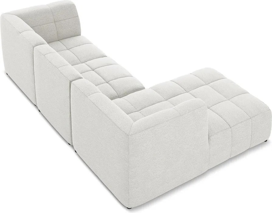 Fehér buklé sarokkanapé (bal oldali-heverő résszel) Aloha – Makamii