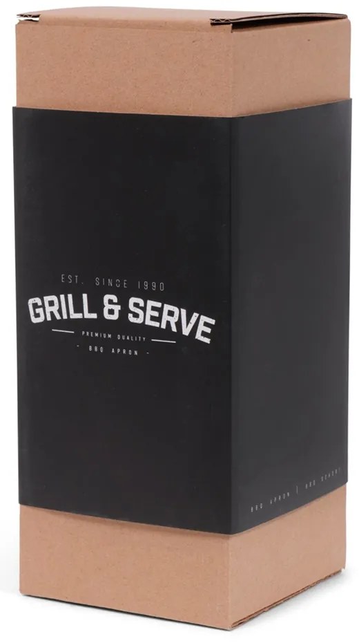 GRILL AND SERVE alacsony derék kötény ökobőr, fekete