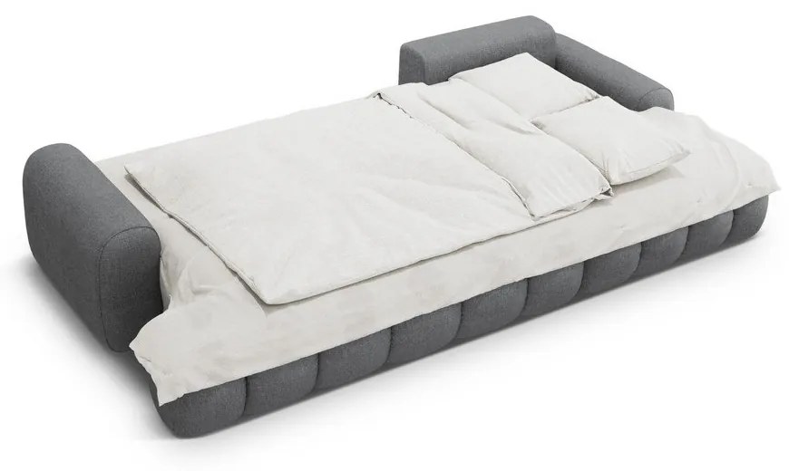 Szürke kinyitható-tárolóhelyes sarokkanapé (jobb oldali-heverő résszel) Linz – Cosmopolitan Design