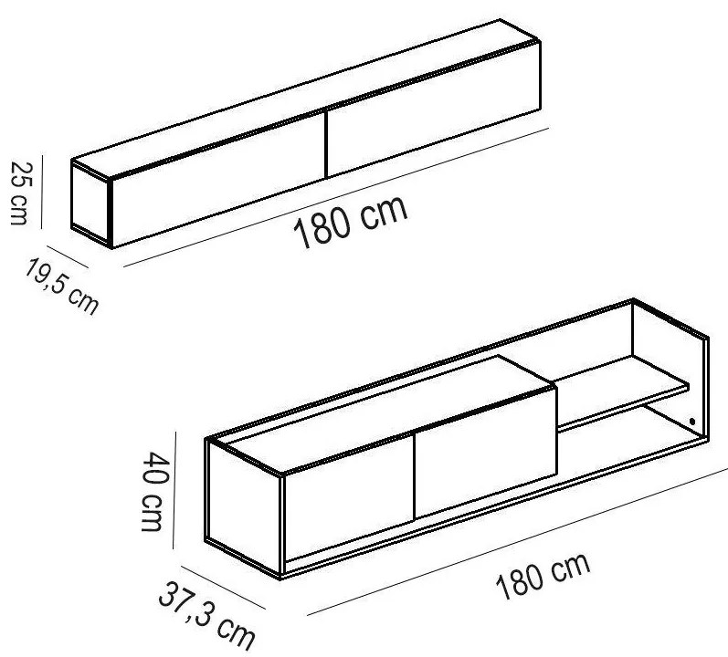 TV szekrény Kale - Teak, White