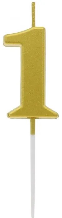 Arany Metallic számgyertya, tortagyertya 1-es