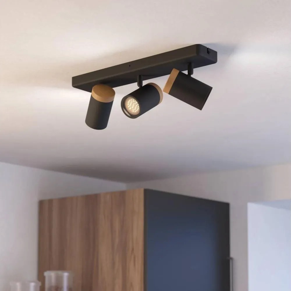 Eglo 300002 - Fürdőszobai spotlámpa CONSUMA 3xGU10/3W/230V IP44 fekete/bézs
