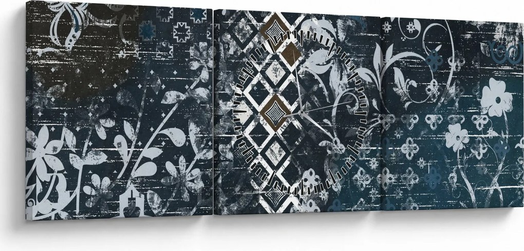 Kép virágos dekorációval (órával) (90x30 cm)