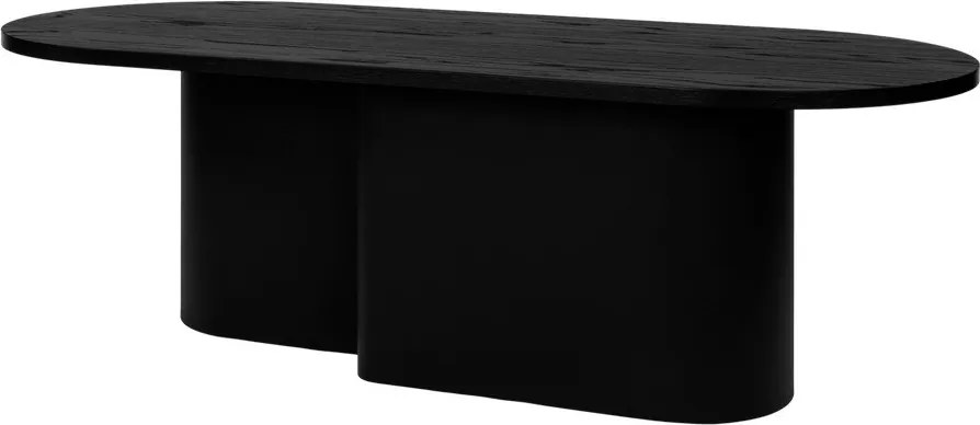 Fekete dohányzóasztal tölgyfa dekoros asztallappal 50x115 cm Looi – noo.ma